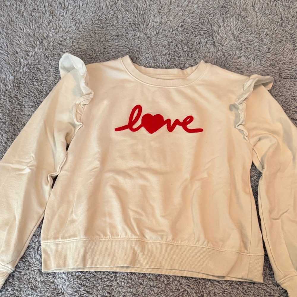 Cat & Jack Cream Pullover with Red Love embroidery